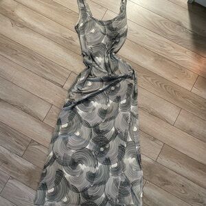 Superstition geometric black-and-white, high slit, maxi tank dress size Medium